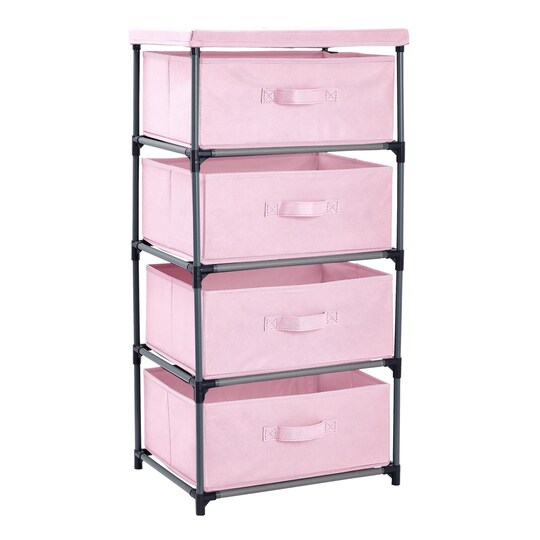 Juvale 4-Tier Dresser for Bedroom - 16.5 x 13 x 33 in, Pink, Modern - Closet Dresser with 4 Fabric Drawers for Clothes & Bedroom Storage, Color: Pink | Michaels Juvale 4-Tier Dresser for Bedroom - 16.5 x 13 x 33 in, Pink, Modern - Closet Dresser with 4 Fabric Drawers for Clothes & Bedroom Storage, Color: Pink | Michaels